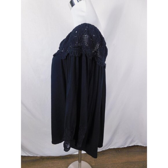 Peck & Peck Black Crochet Off Shoulder Top Boho Witch M - Picture 3 of 11